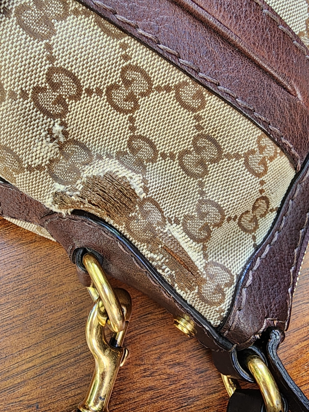 Gucci Brown GG Canvas Medium Running Hobo Bag Gold Hardware 247185 - Picture 12 of 16